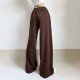 Brown Vintage Wide Leg Drawstring Long Pants