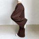 Brown Vintage Wide Leg Drawstring Long Pants