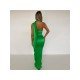 Party Sexy Halter Pure Color Backless Maxi Dress