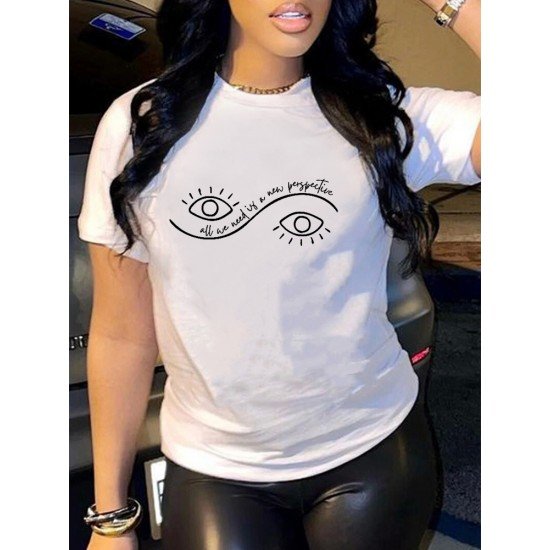 Eye Printed Short Sleeve T Shirts For Women