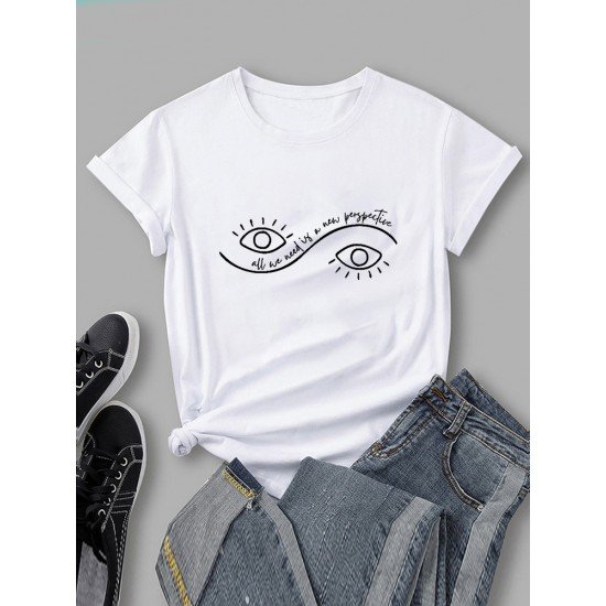 Eye Printed Short Sleeve T Shirts For Women