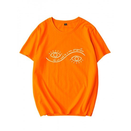 Eye Printed Short Sleeve T Shirts For Women