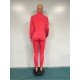 Contrast Color Zipper Matching 2 Piece Trouser Sets