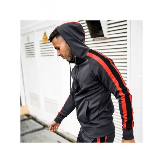  Casual Contrast Color Men's Long Sleeve Hoodie