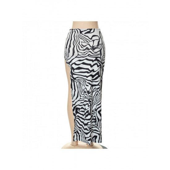  2022 Summer Zebra Print Split Women's Skirt