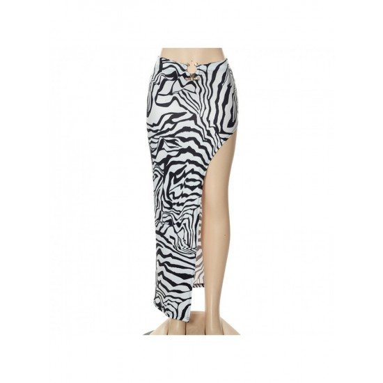  2022 Summer Zebra Print Split Women's Skirt