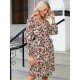  Casual V-Neck Printing Women's Long Sleeve Dress