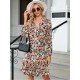  Casual V-Neck Printing Women's Long Sleeve Dress