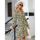  Casual V-Neck Printing Women's Long Sleeve Dress