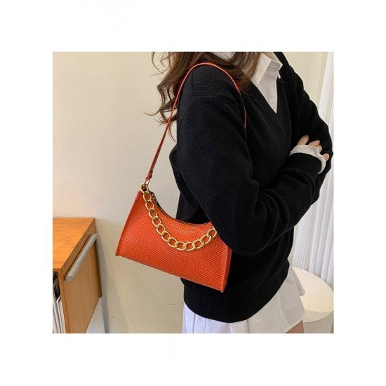  Retro Solid Color PU Chain Armpits Bags