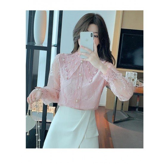  2022 Lace Embroidery Women's Long Sleeve Shirt