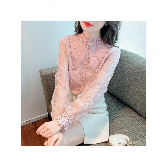  2022 Lace Embroidery Women's Long Sleeve Shirt