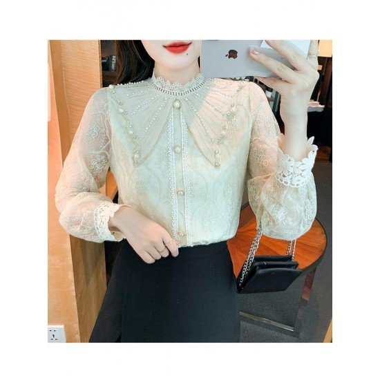  2022 Lace Embroidery Women's Long Sleeve Shirt