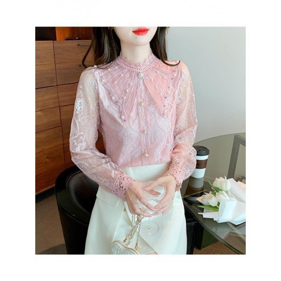  2022 Lace Embroidery Women's Long Sleeve Shirt