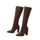 Fall Pure Color Chunky Knee Length High Boots