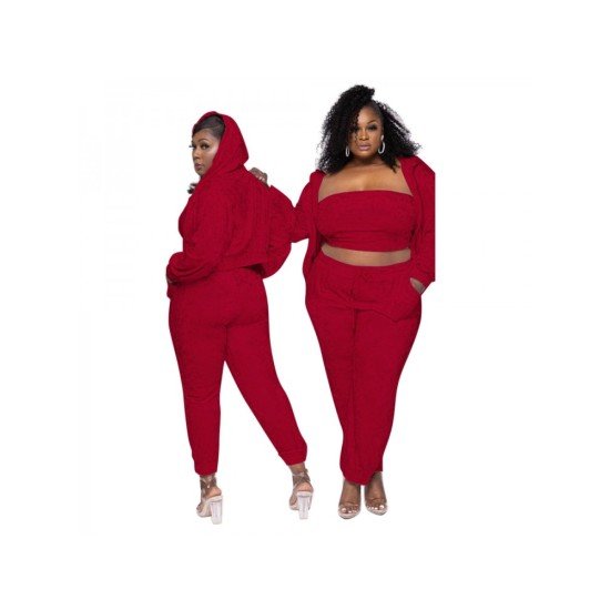 Plus Size Spring Matching 3 Piece Trouser Outfit Sets