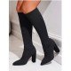 Fall Pure Color Chunky Knee Length High Boots