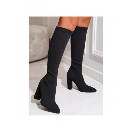 Fall Pure Color Chunky Knee Length High Boots