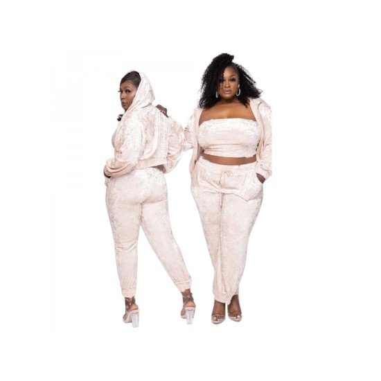 Plus Size Spring Matching 3 Piece Trouser Outfit Sets