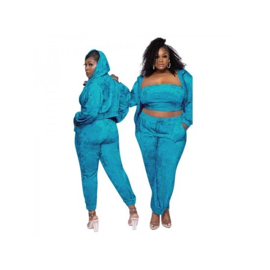 Plus Size Spring Matching 3 Piece Trouser Outfit Sets