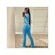  Pure Color Zipper Hooded Women's Casual Suits