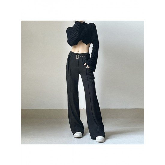 Designer Ladies Black Straight Leg Trousers