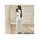  Pure Color Zipper Hooded Women's Casual Suits