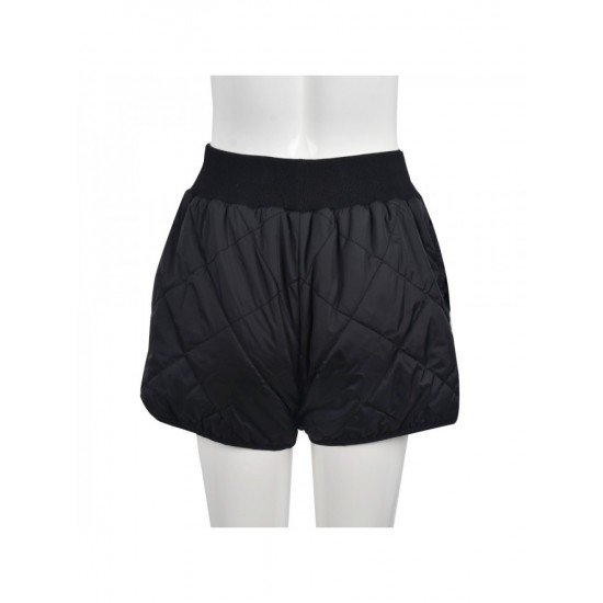 Casual Black Rhombus Lattice Cotton Shorts With Pockets