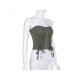 Designer Tie Wrap Solid Zipper Down Strapless Tops