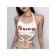 Summer Sexy White Chain Cut Out Cropped Tank Tops