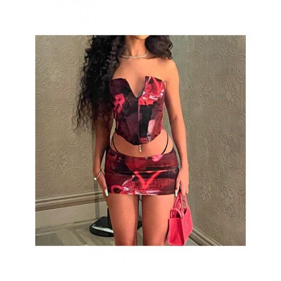  2022 Backless Crop Top And Short Skirt Suit