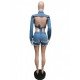 Tie Wrap Denim Backless Matching Short And Top Sets