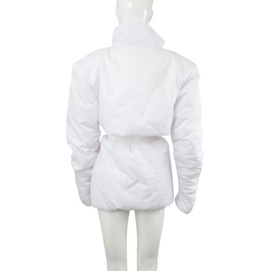 Ruched White Matching Down Coat And Skirt Sets