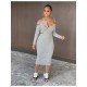 Stylish Solid Cut Out Long Sleeve Dress