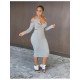 Stylish Solid Cut Out Long Sleeve Dress