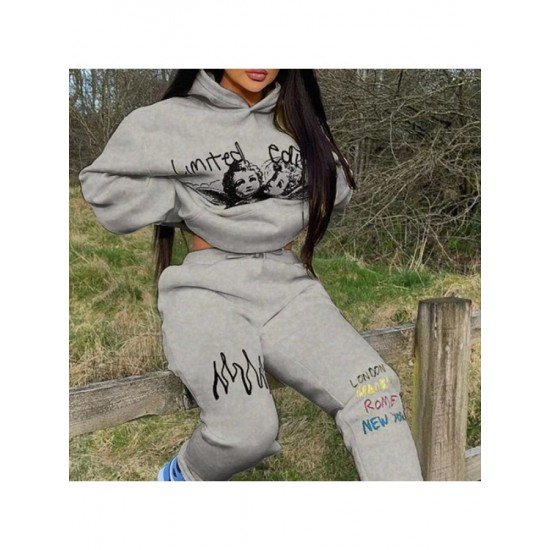  Casual Loose Letter Printing Women's Trouser Sets