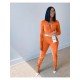  Autumn Pure Color Top And Long Pants Suits