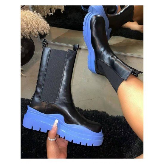 Casual Contrast Color Platform Boots