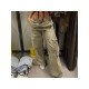 Street Solid Loose Straight Leg Cargo Jeans