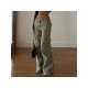 Street Solid Loose Straight Leg Cargo Jeans