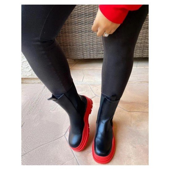 Casual Contrast Color Platform Boots