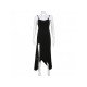 Ladies Slit Black Spaghetti Straps Maxi Dress