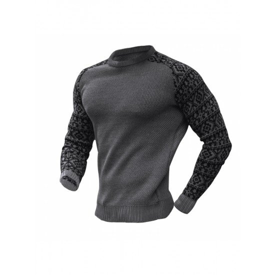  Autumn Men's Printed Knitting Colorblock Sweater