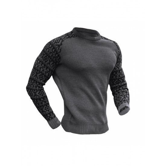  Autumn Men's Printed Knitting Colorblock Sweater