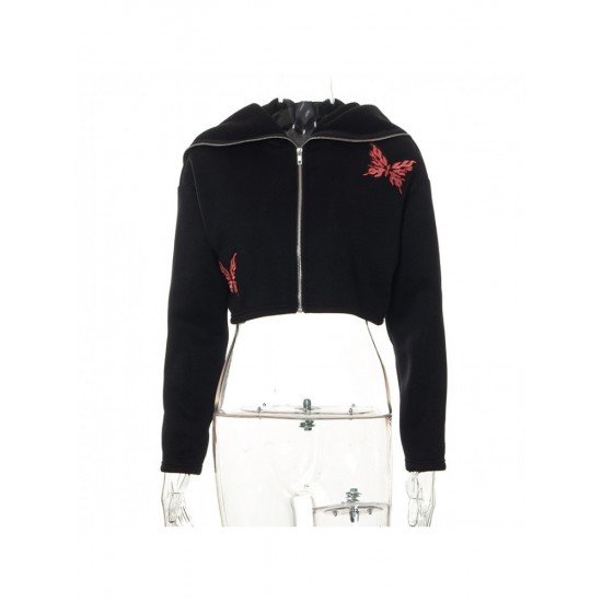 Butterfly Hooded Collar Cropped Coats