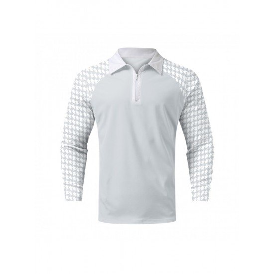 Quarter-zip Houndstooth Casual Fall Polo Shirts