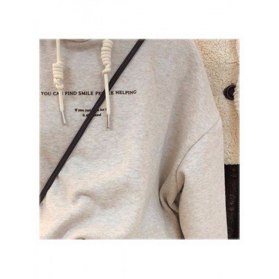  American Casual Letter Printed Hooded Women's Sweater