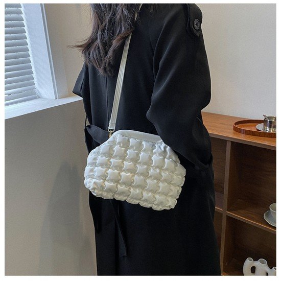  Korean Style Bubble PU Ruched Shoulder Bags