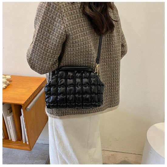  Korean Style Bubble PU Ruched Shoulder Bags