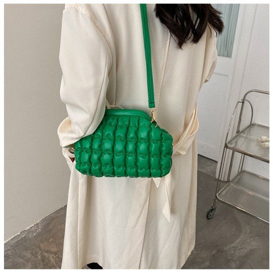  Korean Style Bubble PU Ruched Shoulder Bags